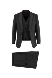 Kiğılı Slim Fit Sivri Yaka Yelekli Smokin / Damatlık