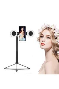 Coverzone 4 In 1 Telefon Selfie Işığı 1.7m Uzatılabilir Kablosuz Bluetooth Led Halka Işıklı Siyah Tripod