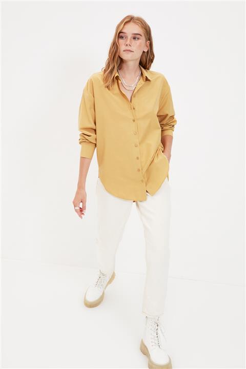TRENDYOLMİLLA Hardal Loose Fit Gömlek TWOAW20GO0107