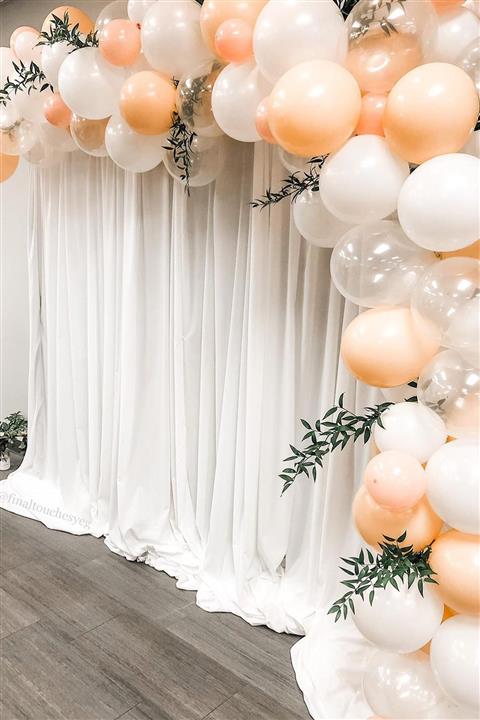 Trend Hediye Sepeti Makaron Pastel Somon Şeftali - Beyaz Şeffaf Balon Zinciri