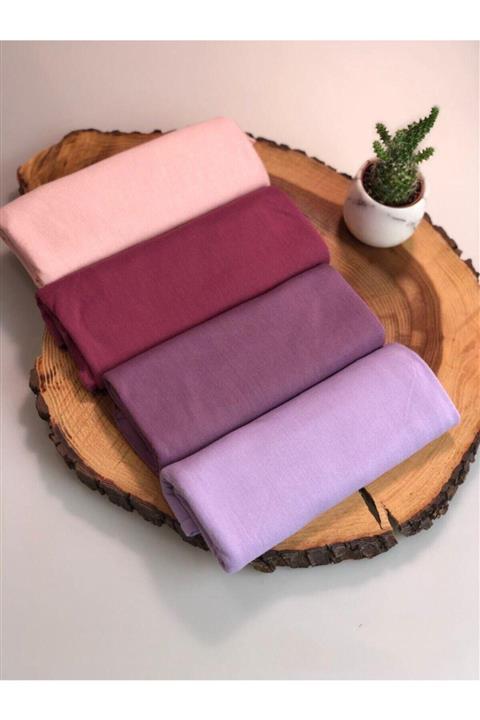 Hijabrunway Kadın Mor Penye Şal Seti 4 Adet
