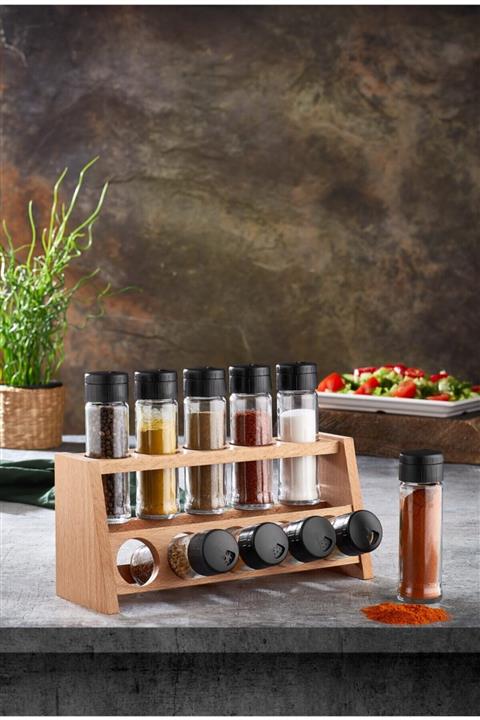 woodsy Elago 10 Lu Baharat Seti, Ahşap Stantlı Baharatlık