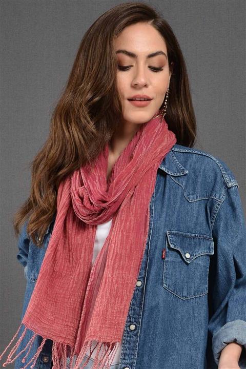 Dosimira Fuşya Denim-Taşlama Fular