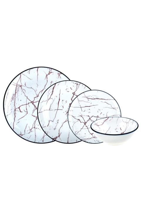 Bambum Beyaz Milan 24 Parça Porselen Yemek Takımı