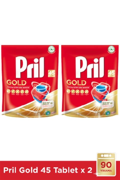 Pril Gold 90 Yıkama Bulaşık Makinesi Deterjanı Tableti (2 x 45'li Paket)