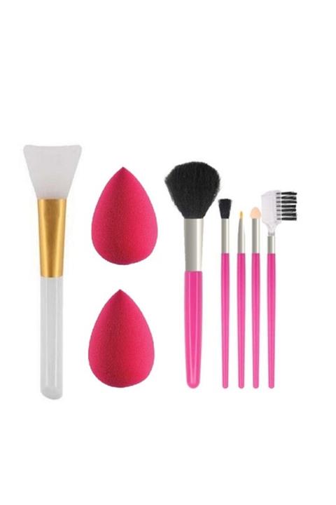 SHUSHU 3 Lü Set 2 Li Sünger+maske Fırçası+5li Fırça Seti