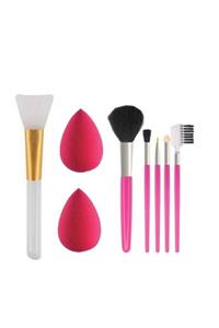 SHUSHU 3 Lü Set 2 Li Sünger+maske Fırçası+5li Fırça Seti