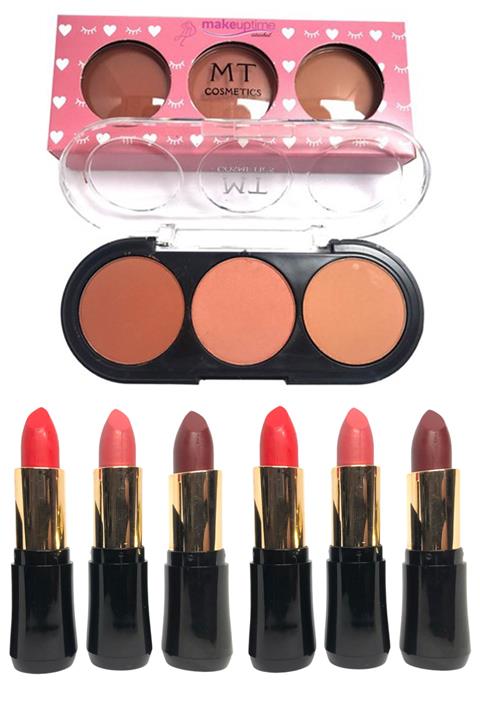 Makeuptime 6'lı Mat Ruj Ve 3'lü Mat Allık 2si 1 Arada Makyaj Seti
