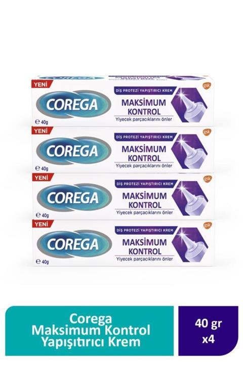 Corega Maksimum Kontrol Yapışıtırıcı Krem 40 Gr X 4 Adet