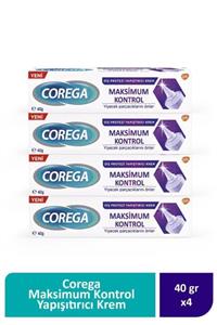 Corega Maksimum Kontrol Yapışıtırıcı Krem 40 Gr X 4 Adet