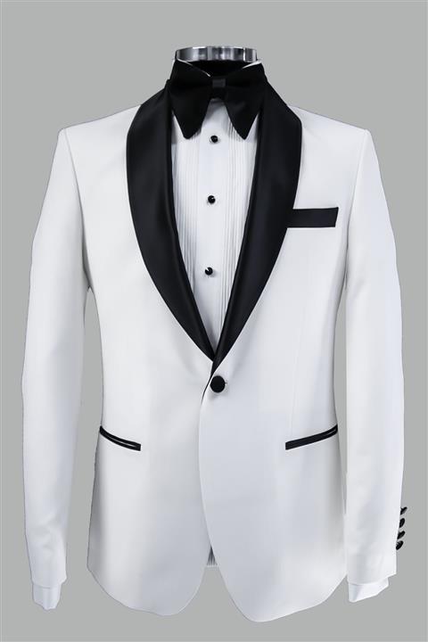 Gioberti Erkek Beyaz Slim Fit Damatlık