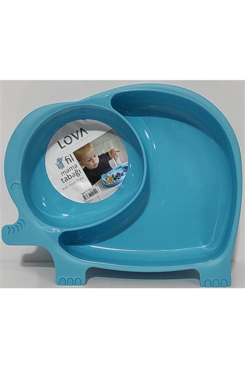 Lova Fil Şekilli 2 Hazneli Mama Tabagi-Mavi