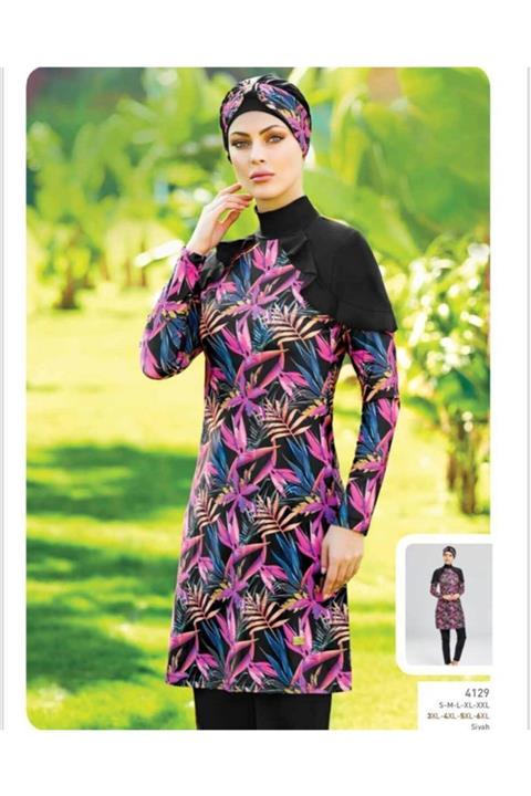 Adasea 4129 Tam Kapalı Dijital Desen Tesettür Mayo