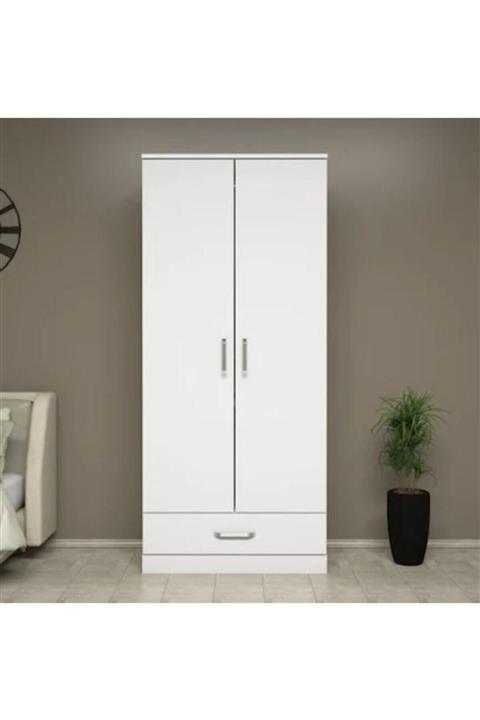 mobilyam 2 Kapaklı 1 Çekmeceli Gardırop - Beyaz