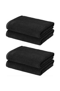 KaktüsKedi 4'lü Mikrofiber Kuaför Havlusu 50x90 Siyah 6'lı Indirimli Paket