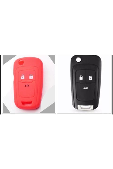 Opel Astra Insignia Corsa 3 Tuş Silikon Anahtar Koruma Kılıfı Kırmızı Renk