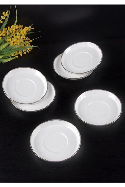 ROY KING 6 Lı Gümüş Yaldızlı Çay Tabağı