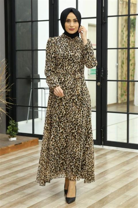 Feiza Collection Kadın Leopar Desenli Elbise