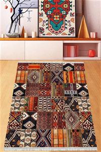 ornifa home Patchwork Desenli Antibakteriyel Kaymaz Taban Yıkanabilir Halı - Ptchw8095a