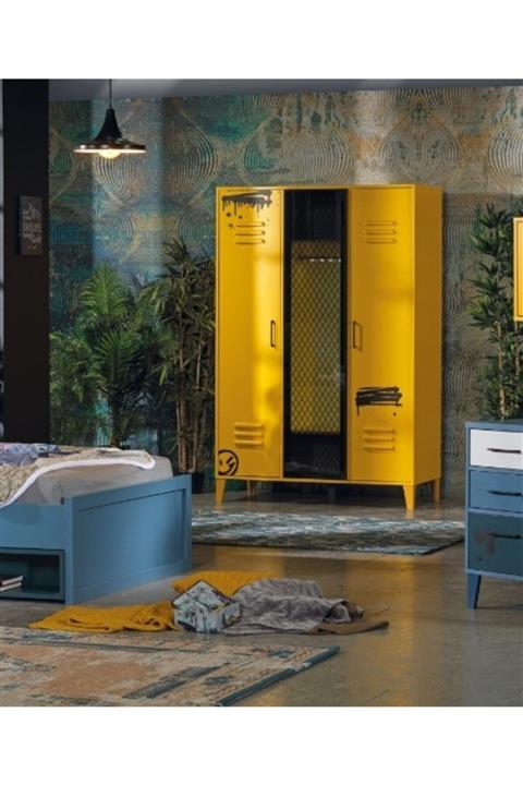 BENGİ TİCARET Bengi Uğurlu Mix Sarı Gardırop 3 Kapılı