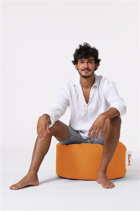 EARMUT Yuvarlak Puf Turuncu Oxford 55x30 cm