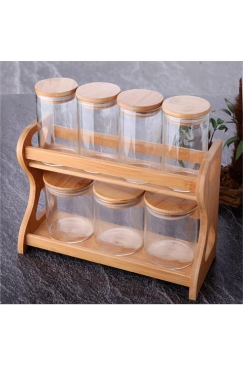 Tohana Bambu Standlı 7'li Cam Baharatlık