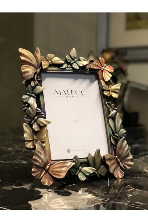 MALKOÇ HOME Kelebek Motifli Dk Karışık Polirezin Çerçeve 15x20