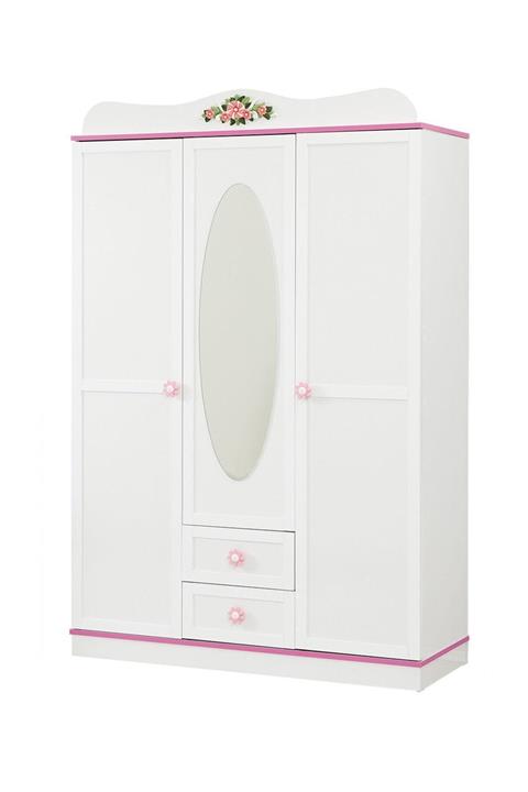Setay Beyaz Genç Odası 3 Kapaklı Tuana Dolap Gardırop