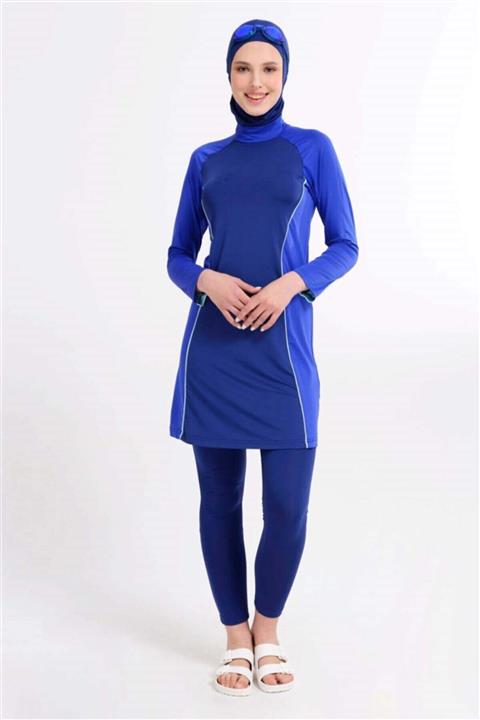 Tıklaalbeni Sportif Likralı İndigo Tesettür Mayo T21615