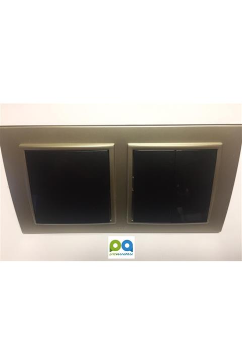 ELBİ Zena Anahtar Komütatör Ikili Anahtar Ikili Çerçeve Titanyum Siyah Takım