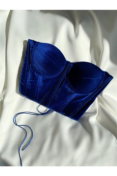 WAHSHE Angel Kadife Mavi Büstiyet