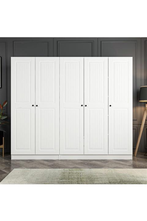 Minar Kale 190 Cm 5 Mebran Kapaklı 2ç Dolap - Beyaz