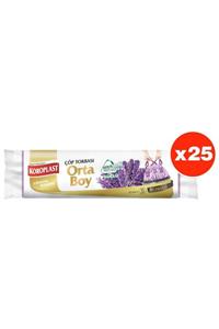 Koroplast Ekstra Güçlü Lavanta Büzgülü Orta Boy 15li Çöp Torbası X 25 Paket (55*60 Cm)