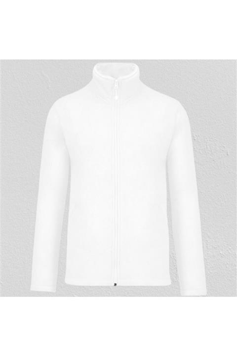 Giza Works Kadın Beyaz Polar Mont Fermuarlı Cepli