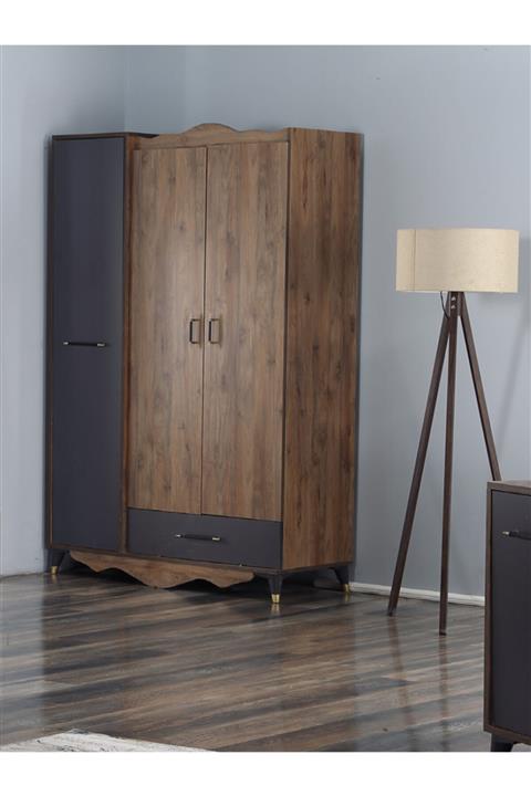 Afilli Angel 3 Kapaklı Tek Çekmeceli Gardrop Antrasit