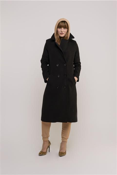 No7 İstanbul Kadın Siyah 6 Düğmeli Palto 70494