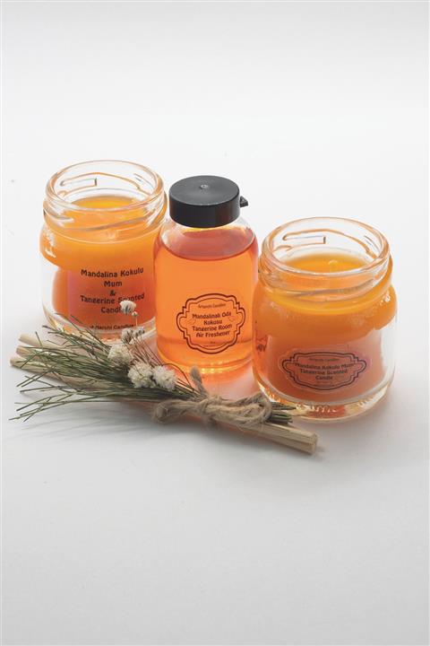 Artarchi Candles Mandalina Kokulu Mum ve Oda Kokusu  Tangerine Scented Candle And Room Air Freshener 60gr / 25cc