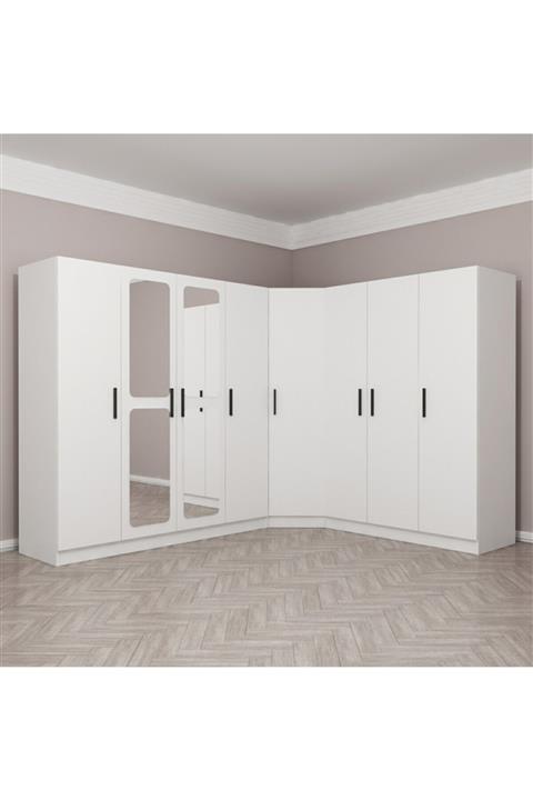 Minar Kale 8 Kapaklı Aynalı 4ç Köşe Dolap