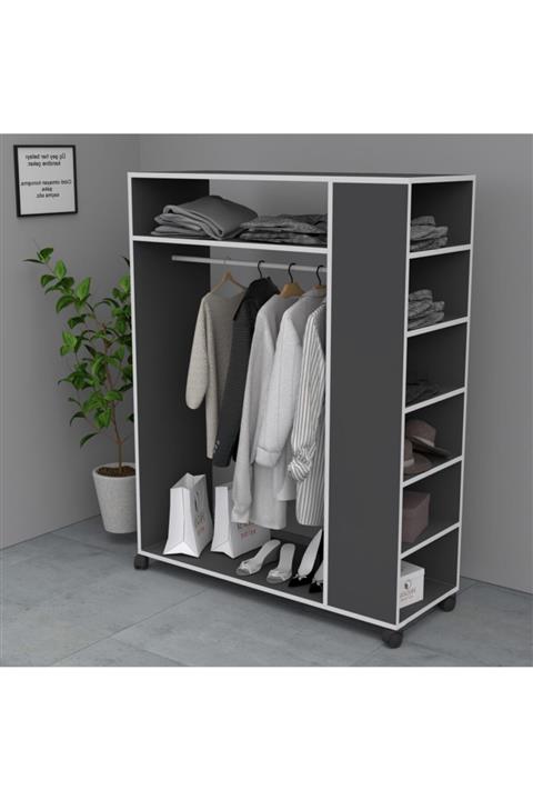 Kenzlife giysi dolabı bayram 180*150*40 gri gardırop tekerlekli