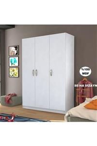 SEHADİZAYN %100 Mdf/ 3 Kapaklı Çok Amaçlı Dolap / Gardırop