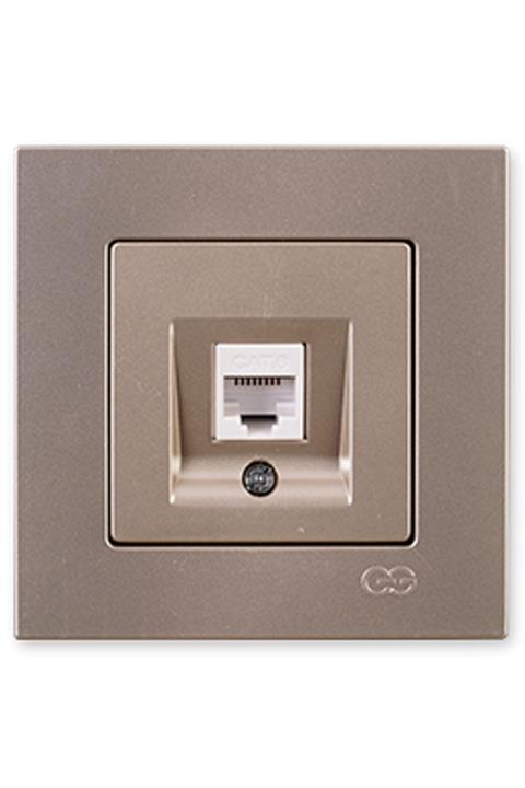 Günsan Bej Çerçeveli Metalik Tekli Data Prizi Cat6