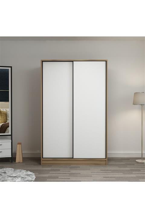 Minar Kale 2 Kapaklı Sürgülü Dolap 120 cm - Dore/Beyaz