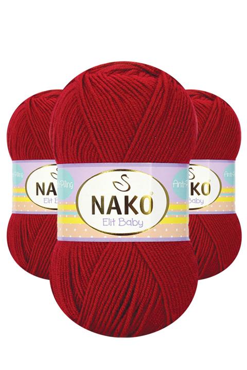 NAKO Elit Baby 298 (PUL BİBER KIRMIZI) Anti-pilling El Örgü Ipi/yünü 1 Adet