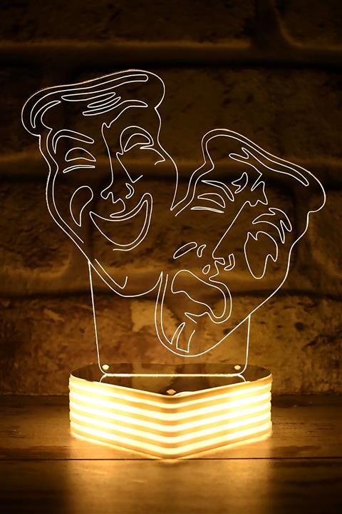 Hediye Kovanı Tiyatro Maske 3d Lamba Tiyatro Hediyesi