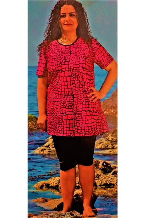 Odema Büyük Beden Yarım Kol Tesettür Mayo