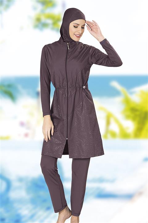 LADYTES 2138 Tesettür mayo-mürdüm