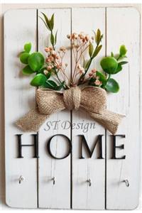 ST Design Eskitme Anahtarlık Asacağı Ahşap Metal Anahtarlık Askılık Beyaz Home Anahtarlık Askılık Anh017