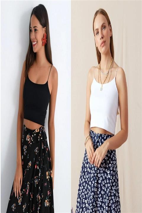 Arzulica Ip Askılı Büstiyer 2'li Set Siyah-beyaz