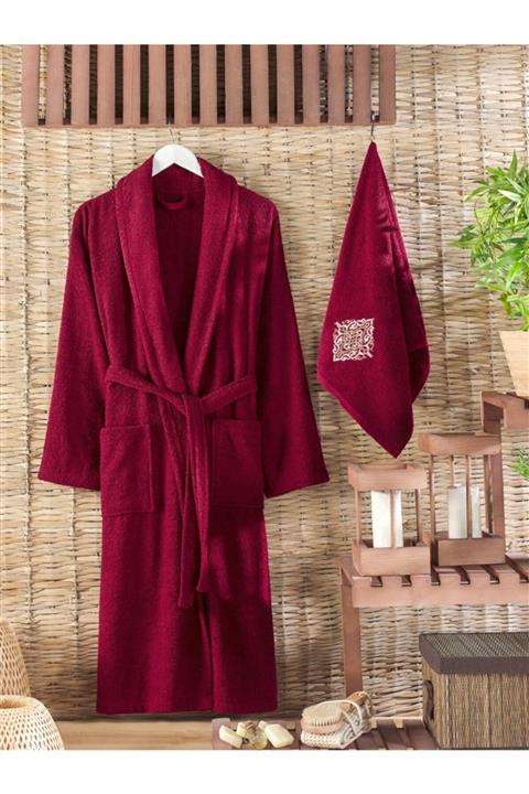 ŞİLAY HOME Havlulu Bornoz 2'li Set Bordo