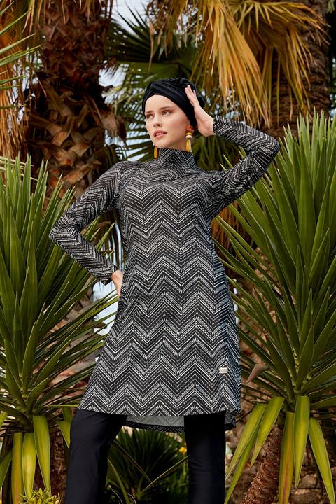 Adasea Likralı Tam Kapalı Tesettür Mayo 4260 Siyah